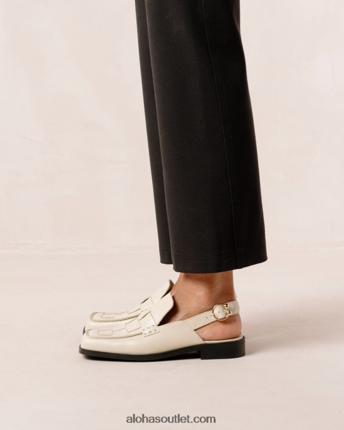 mulheres abe trançado - mocassins de couro branco Alohas 4P88ZX308 creme