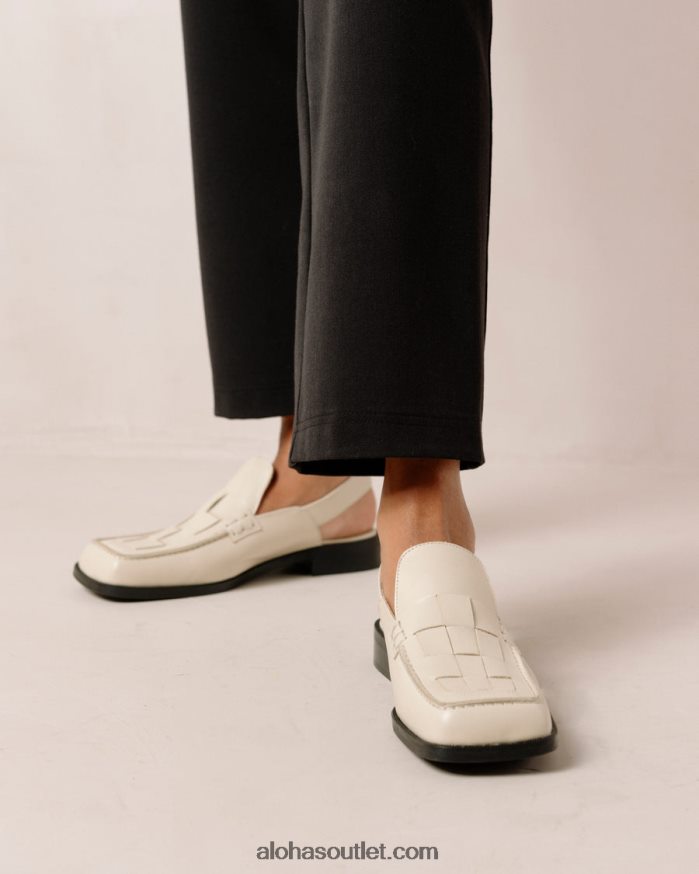 mulheres abe trançado - mocassins de couro branco Alohas 4P88ZX308 creme