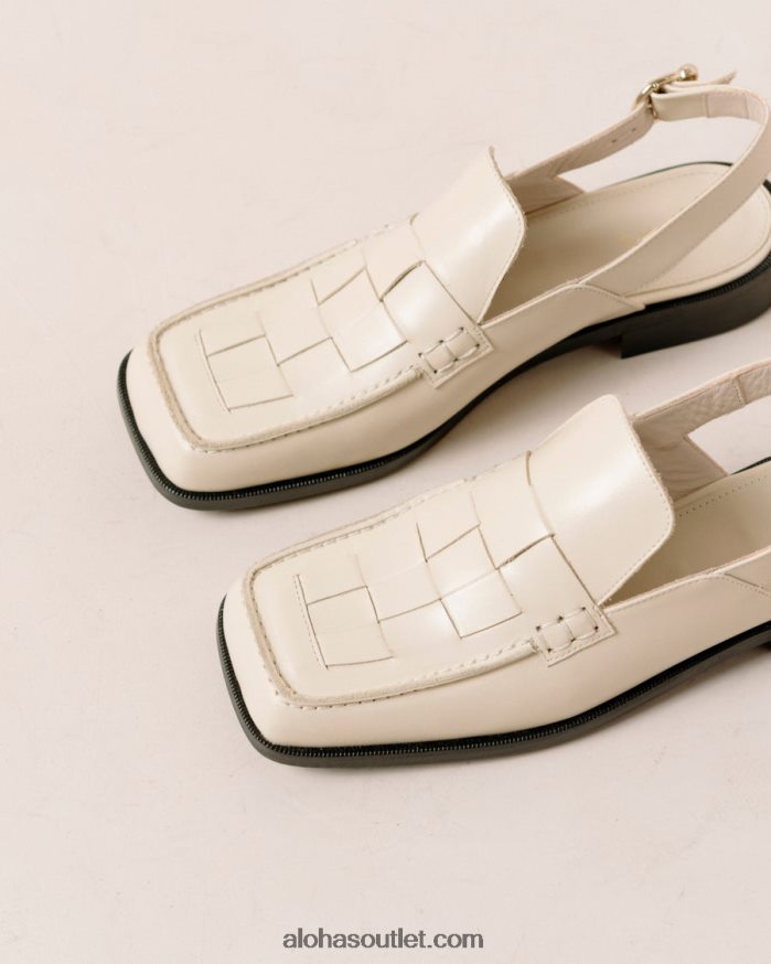 mulheres abe trançado - mocassins de couro branco Alohas 4P88ZX308 creme
