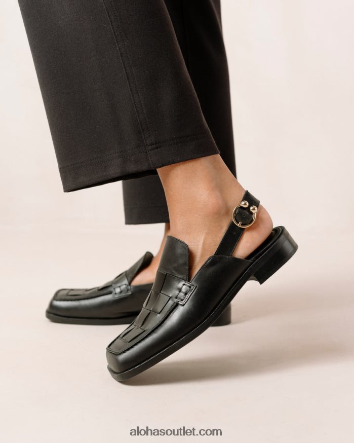 mulheres abe trançado - mocassins de couro preto Alohas 4P88ZX307 preto