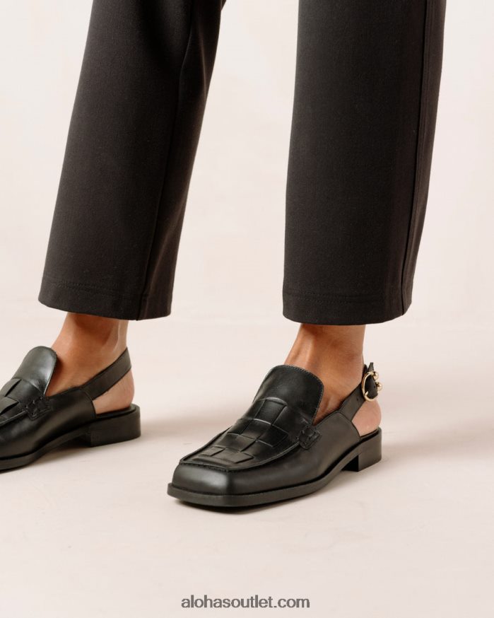 mulheres abe trançado - mocassins de couro preto Alohas 4P88ZX307 preto