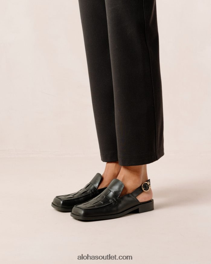mulheres abe trançado - mocassins de couro preto Alohas 4P88ZX307 preto