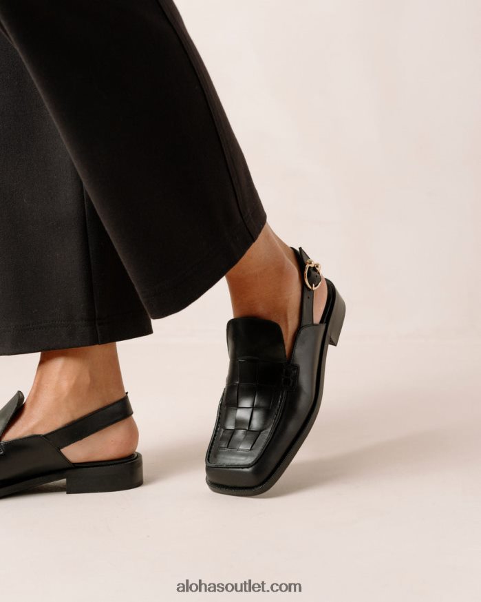 mulheres abe trançado - mocassins de couro preto Alohas 4P88ZX307 preto