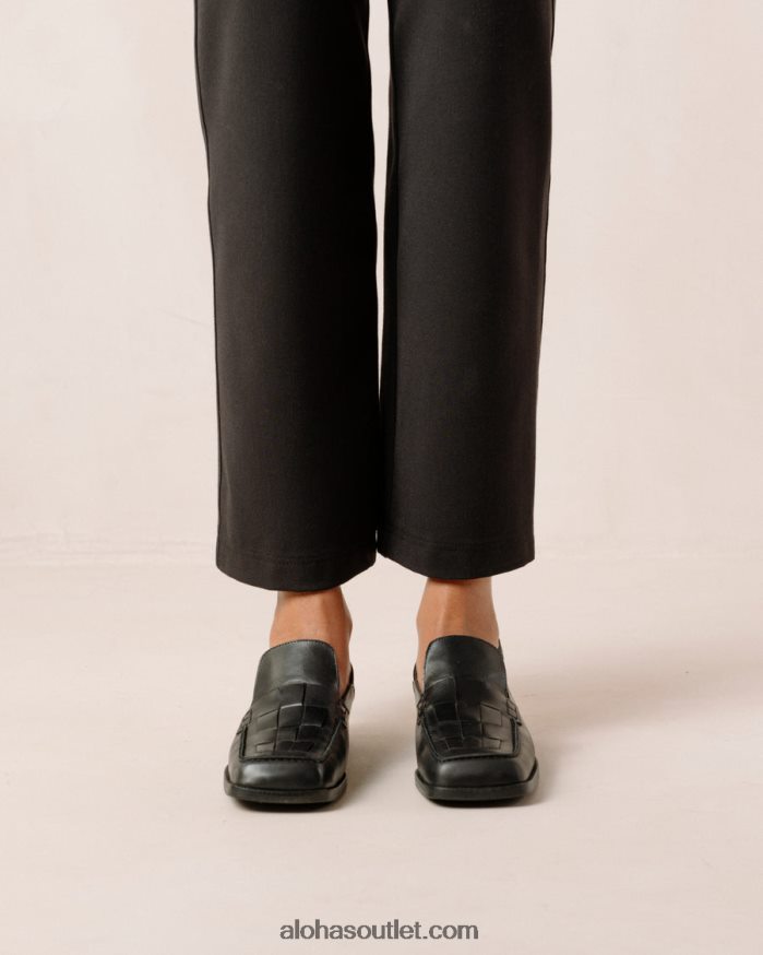 mulheres abe trançado - mocassins de couro preto Alohas 4P88ZX307 preto