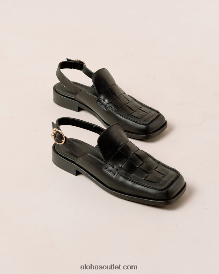 mulheres abe trançado - mocassins de couro preto Alohas 4P88ZX307 preto