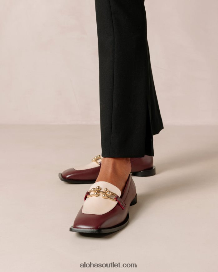 mulheres destaque - mocassins de couro branco e vermelho Alohas 4P88ZX418 creme bordô