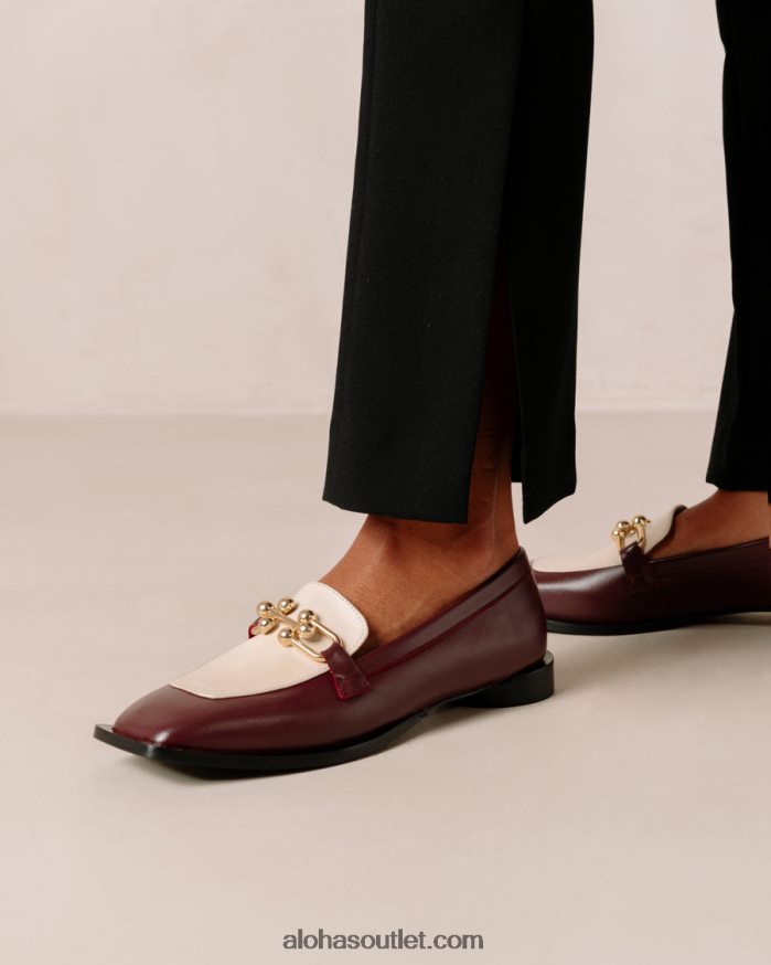 mulheres destaque - mocassins de couro branco e vermelho Alohas 4P88ZX418 creme bordô
