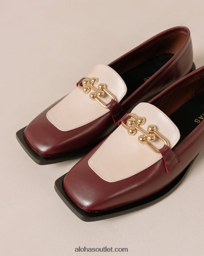 mulheres destaque - mocassins de couro branco e vermelho Alohas 4P88ZX418 creme bordô