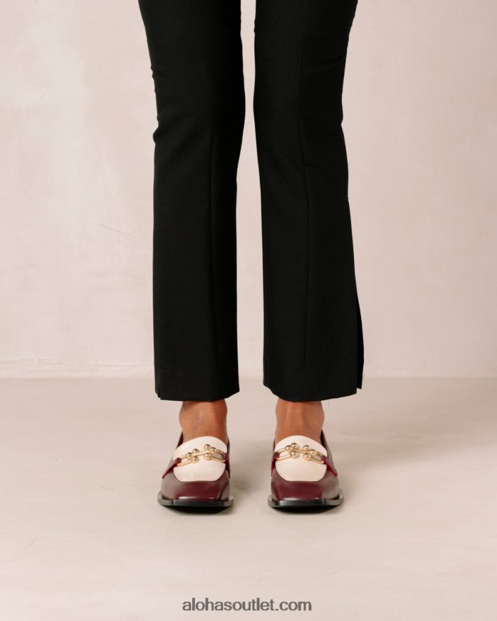 mulheres destaque - mocassins de couro branco e vermelho Alohas 4P88ZX418 creme bordô