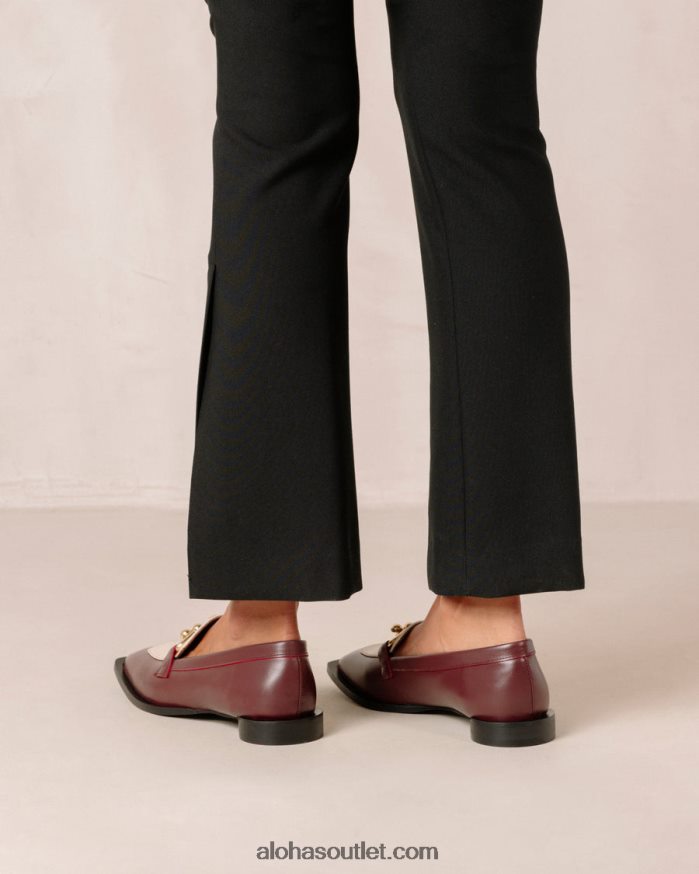 mulheres destaque - mocassins de couro branco e vermelho Alohas 4P88ZX418 creme bordô