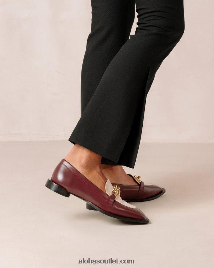 mulheres destaque - mocassins de couro branco e vermelho Alohas 4P88ZX418 creme bordô