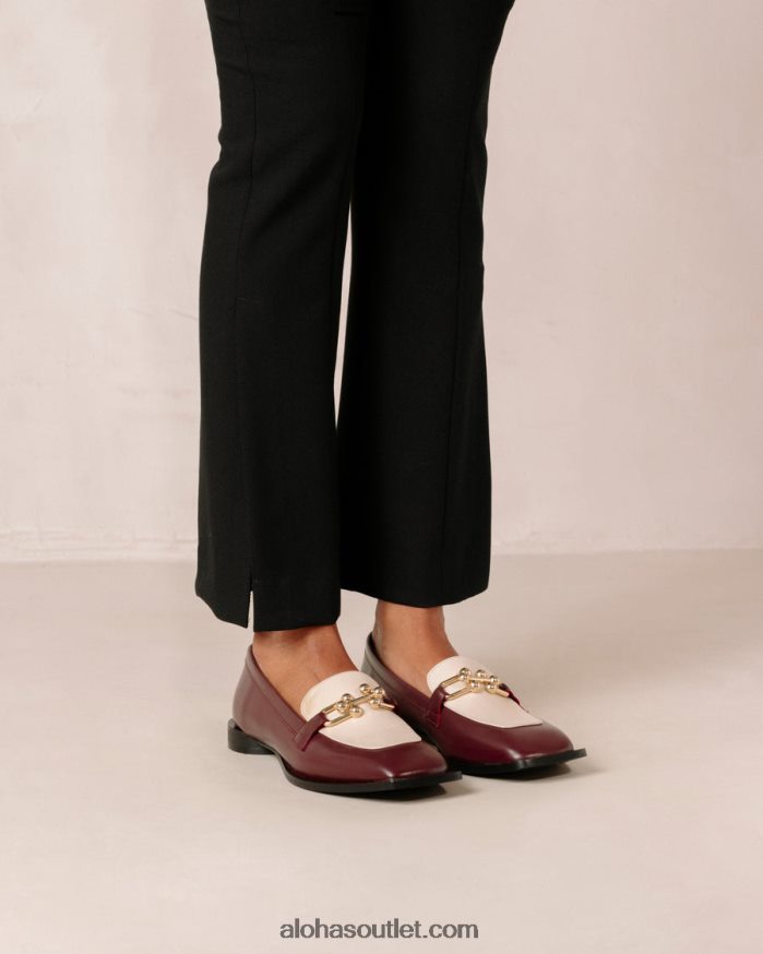 mulheres destaque - mocassins de couro branco e vermelho Alohas 4P88ZX418 creme bordô