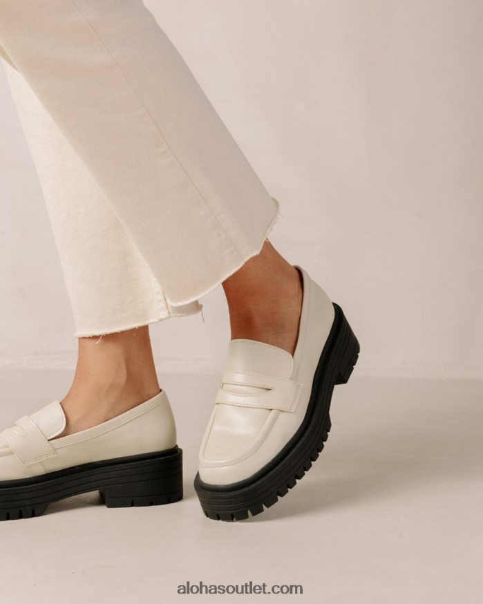 mulheres mask - mocassim branco de couro vegano Alohas 4P88ZX142 branco quente