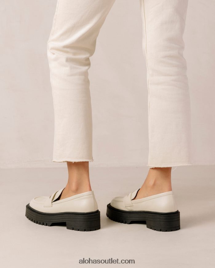 mulheres mask - mocassim branco de couro vegano Alohas 4P88ZX142 branco quente