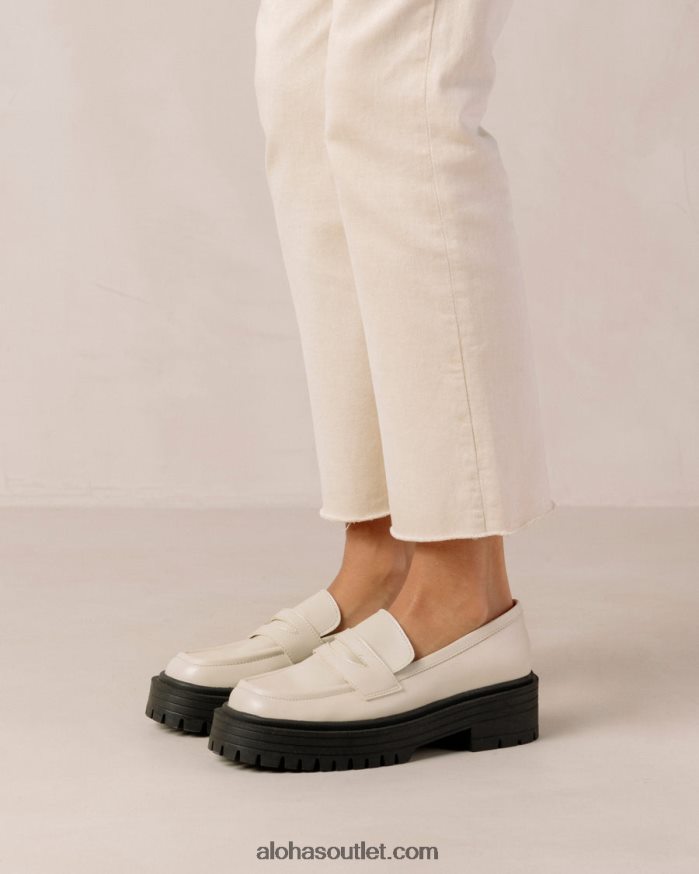 mulheres mask - mocassim branco de couro vegano Alohas 4P88ZX142 branco quente