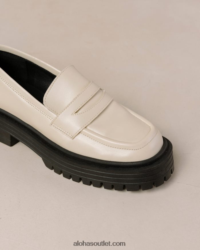 mulheres mask - mocassim branco de couro vegano Alohas 4P88ZX142 branco quente