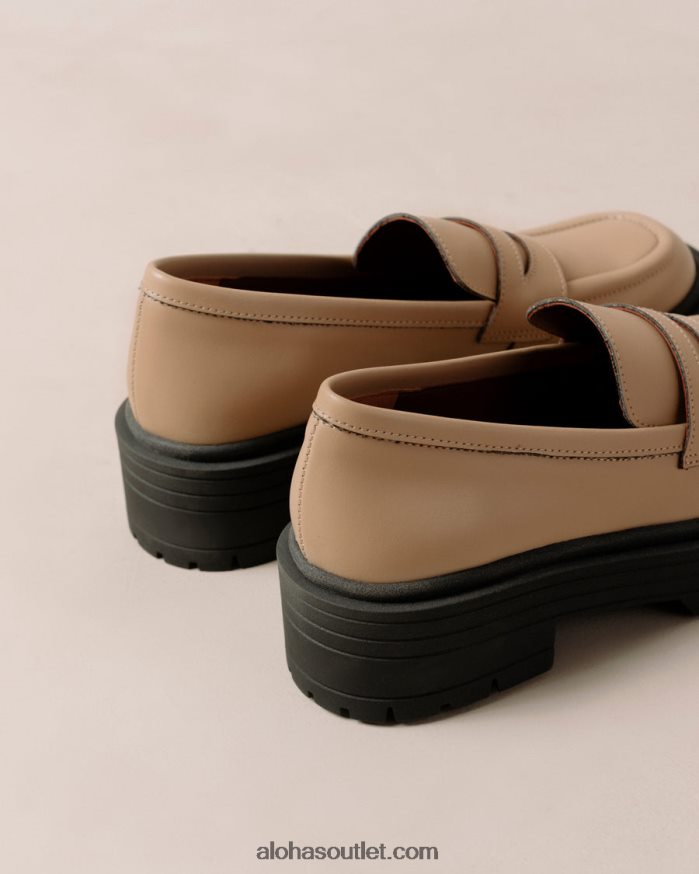mulheres mask - mocassim de couro vegano bege Alohas 4P88ZX139 marrom escuro