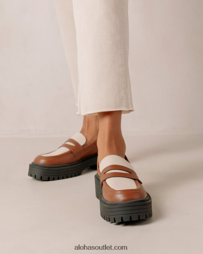 mulheres mask - mocassins de couro vegan marrom e branco Alohas 4P88ZX138 gengibre marrom branco quente