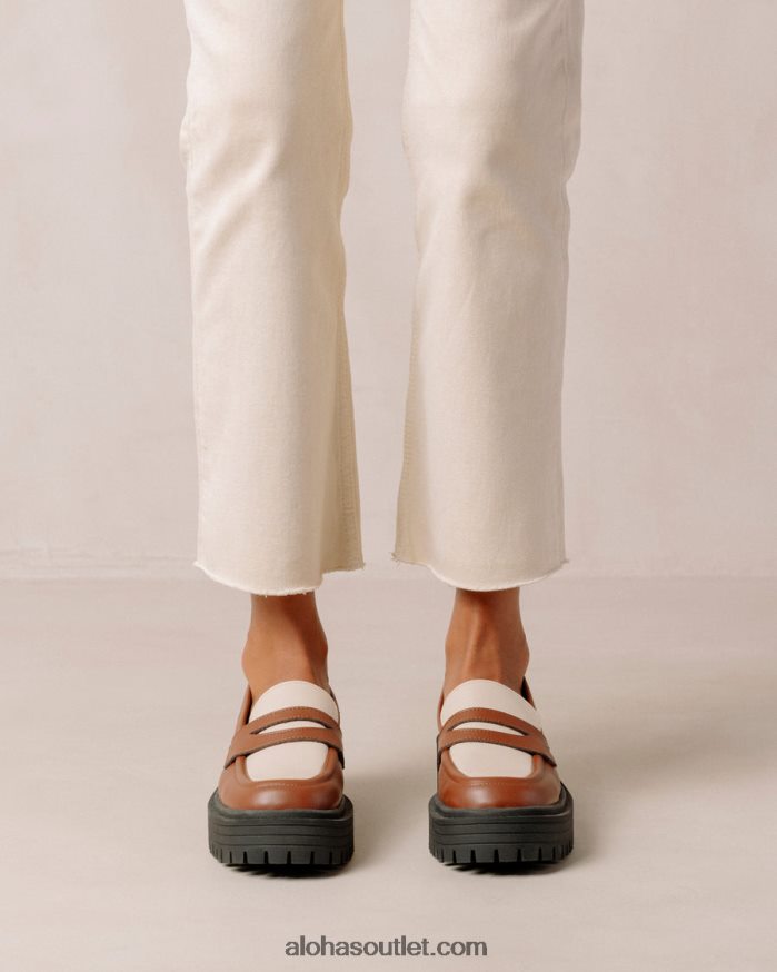 mulheres mask - mocassins de couro vegan marrom e branco Alohas 4P88ZX138 gengibre marrom branco quente