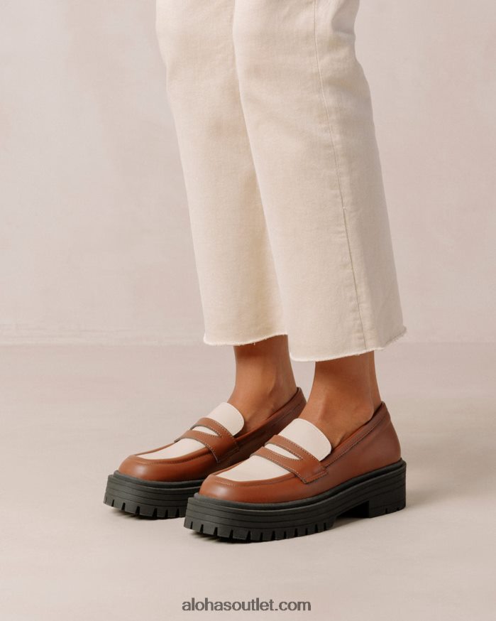 mulheres mask - mocassins de couro vegan marrom e branco Alohas 4P88ZX138 gengibre marrom branco quente