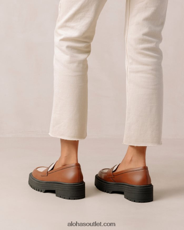mulheres mask - mocassins de couro vegan marrom e branco Alohas 4P88ZX138 gengibre marrom branco quente