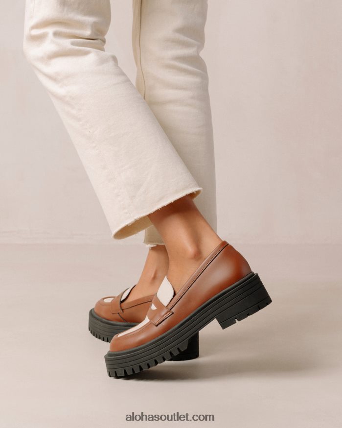 mulheres mask - mocassins de couro vegan marrom e branco Alohas 4P88ZX138 gengibre marrom branco quente