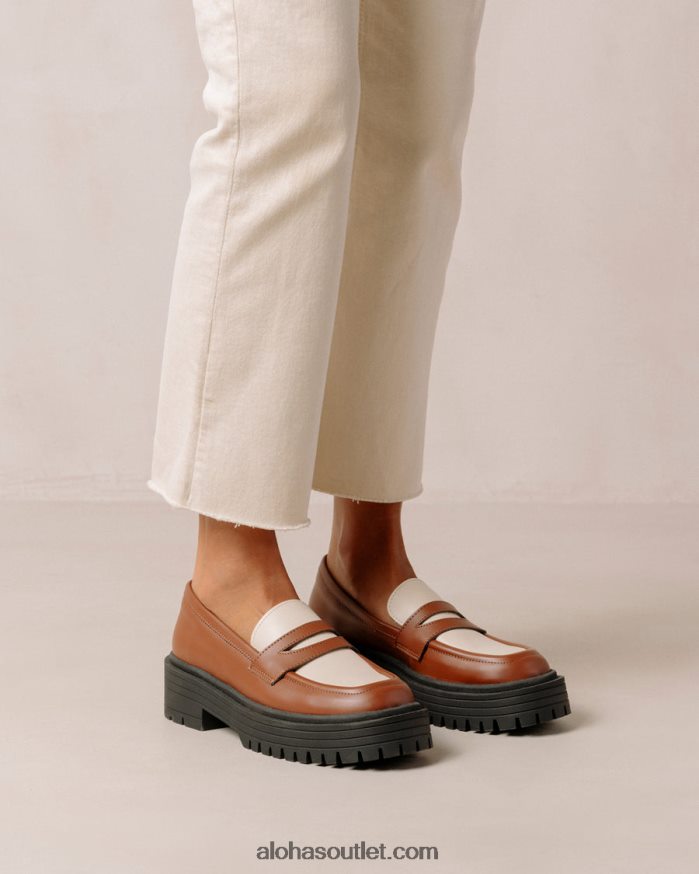 mulheres mask - mocassins de couro vegan marrom e branco Alohas 4P88ZX138 gengibre marrom branco quente