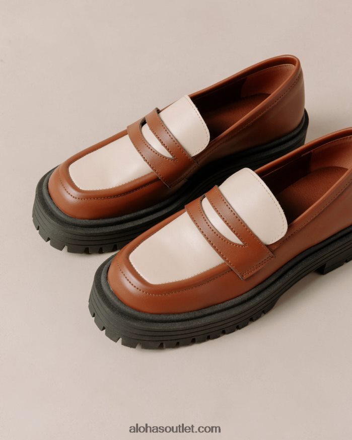 mulheres mask - mocassins de couro vegan marrom e branco Alohas 4P88ZX138 gengibre marrom branco quente