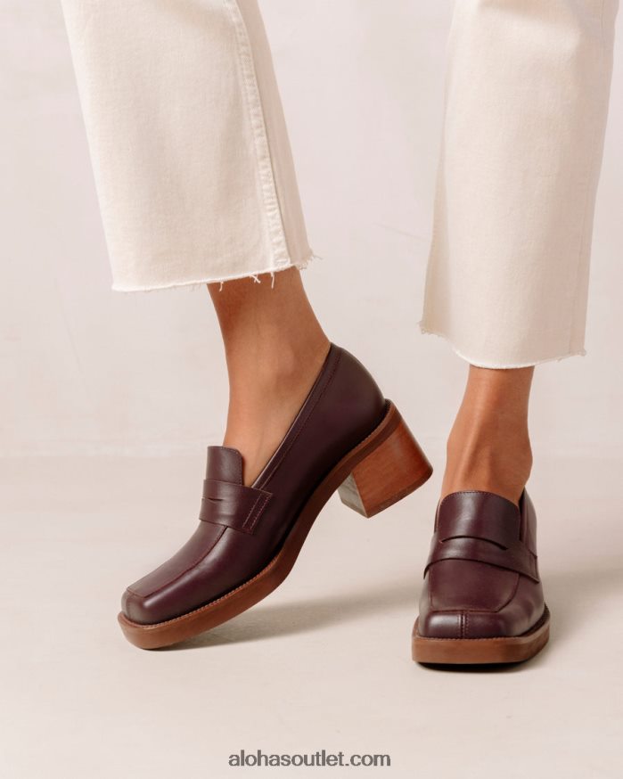 mulheres roxanne - mocassim de couro vermelho Alohas 4P88ZX6 vinho borgonha