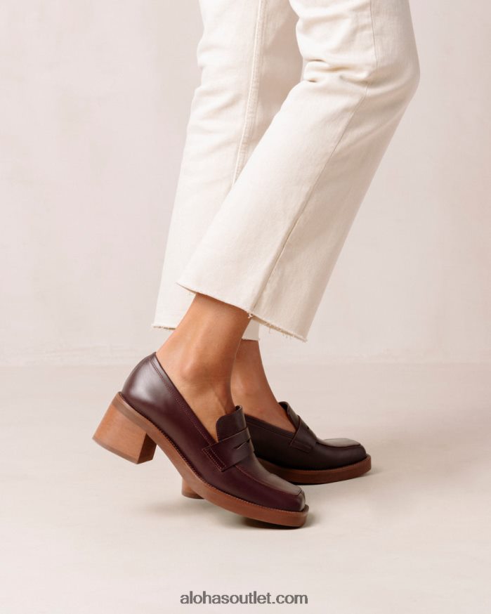 mulheres roxanne - mocassim de couro vermelho Alohas 4P88ZX6 vinho borgonha