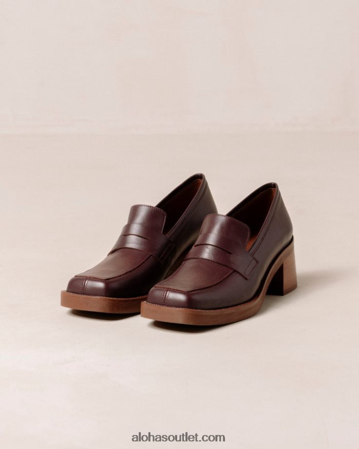 mulheres roxanne - mocassim de couro vermelho Alohas 4P88ZX6 vinho borgonha