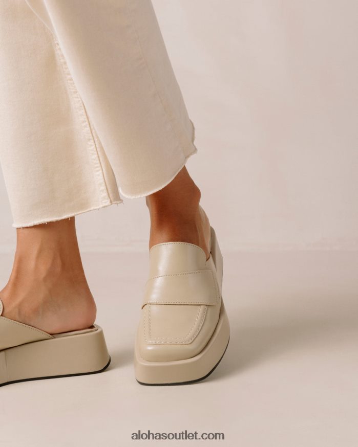 mulheres têmpera - mocassim de couro vegano bege Alohas 4P88ZX312 tahini bege