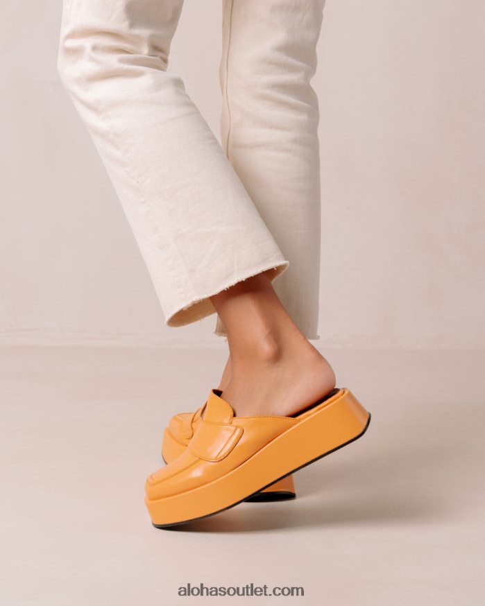 mulheres têmpera - mocassim de couro vegano laranja Alohas 4P88ZX314 laranja picante