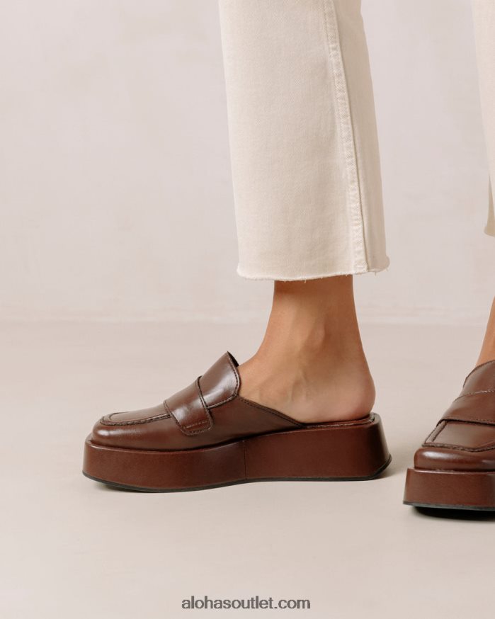 mulheres têmpera - mocassim marrom escuro de couro vegano Alohas 4P88ZX313 marrom escuro
