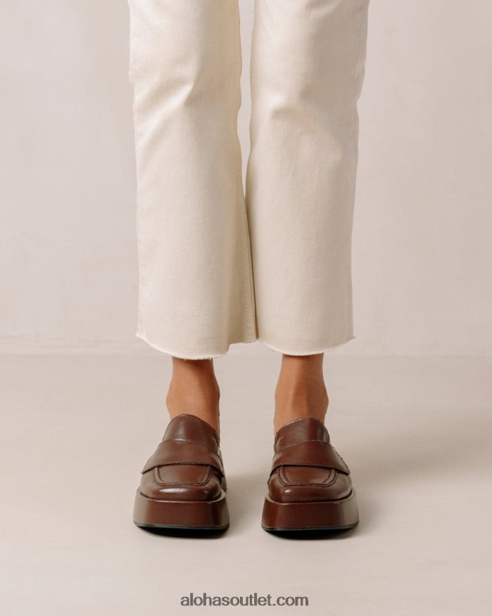 mulheres têmpera - mocassim marrom escuro de couro vegano Alohas 4P88ZX313 marrom escuro