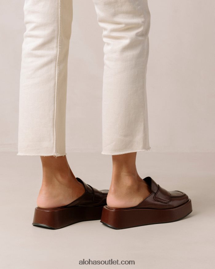 mulheres têmpera - mocassim marrom escuro de couro vegano Alohas 4P88ZX313 marrom escuro