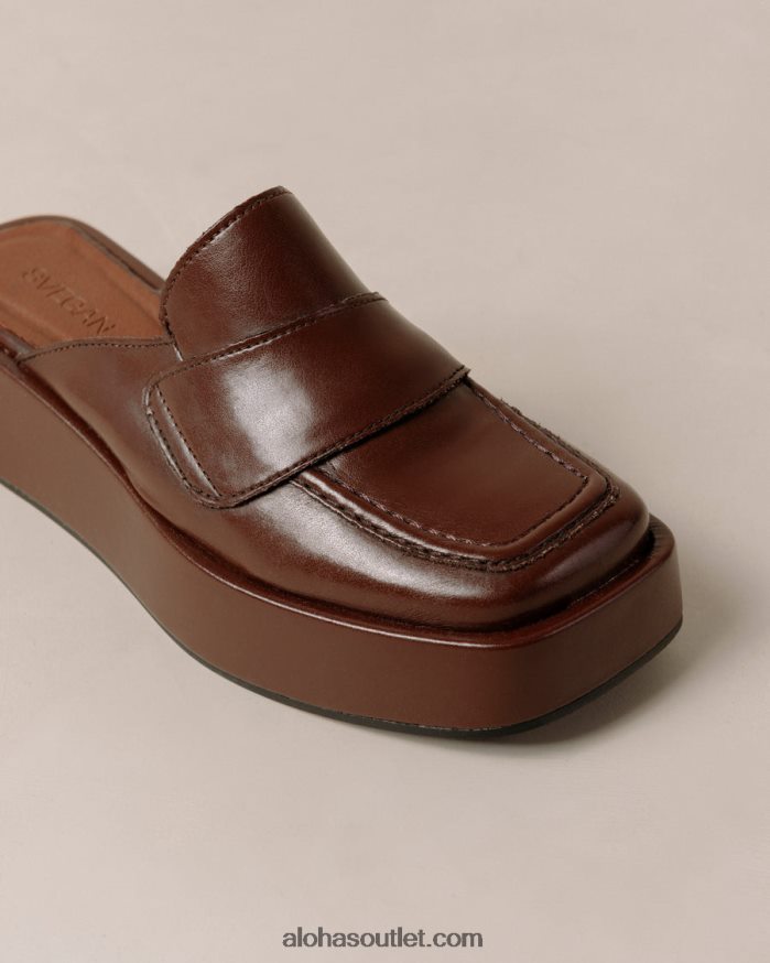 mulheres têmpera - mocassim marrom escuro de couro vegano Alohas 4P88ZX313 marrom escuro