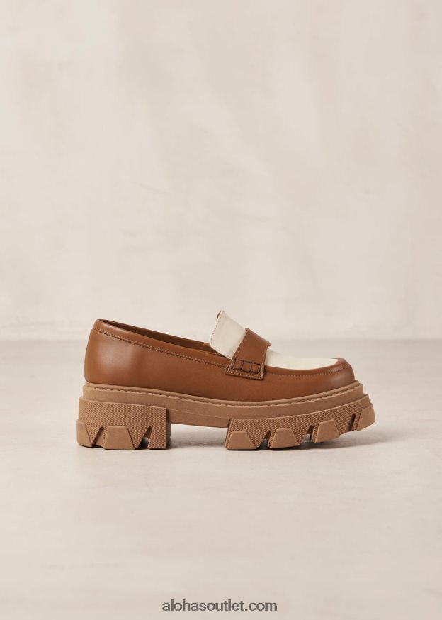 mulheres trailblazer bicolor - mocassins de couro branco e marrom Alohas 4P88ZX31 marfim