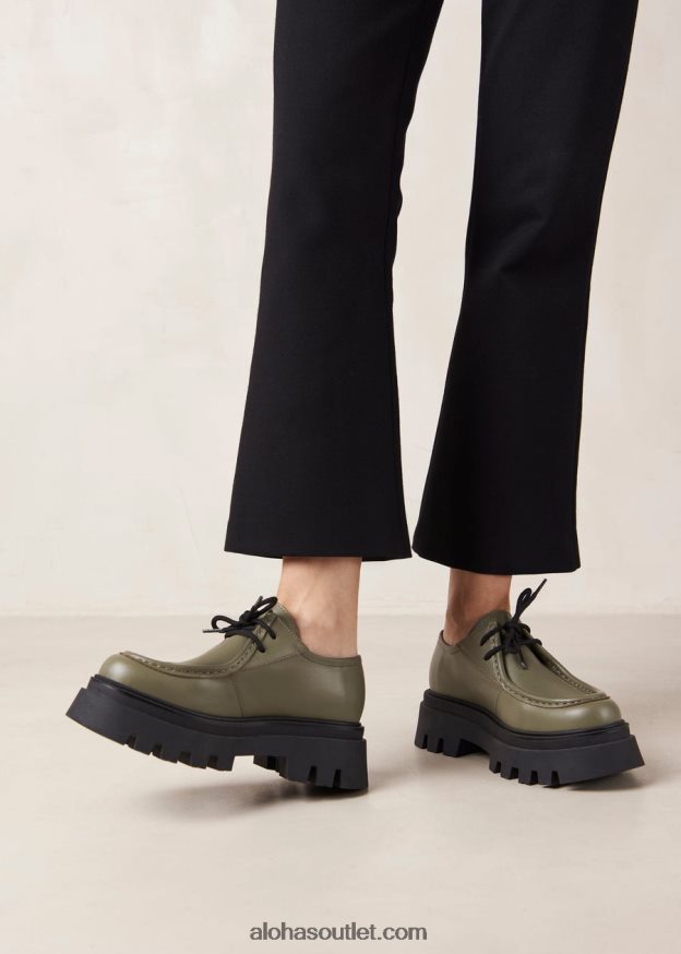 mulheres tycoon - mocassins de couro verde Alohas 4P88ZX155 azeitona empoeirada