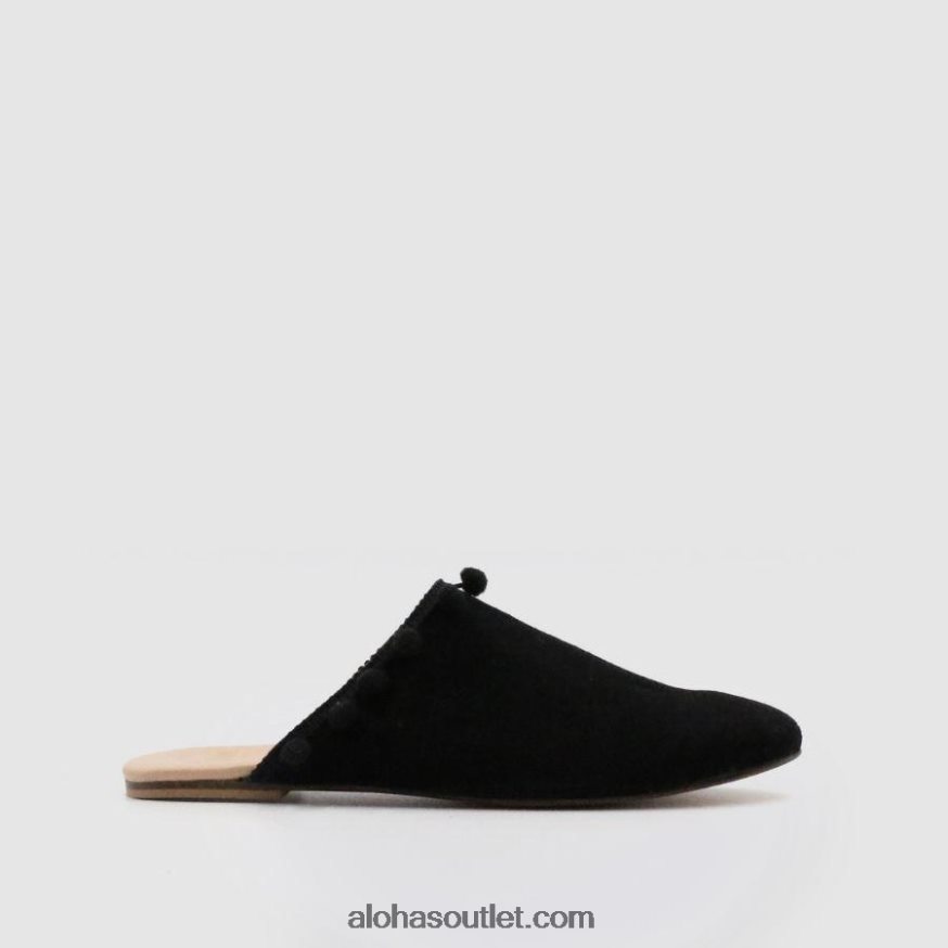 mulheres alex pom pom - mule de couro preto Alohas 4P88ZX527 preto