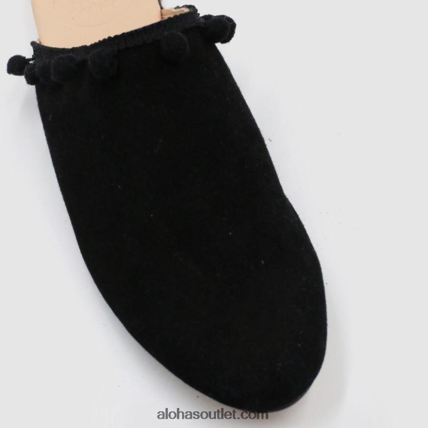 mulheres alex pom pom - mule de couro preto Alohas 4P88ZX527 preto