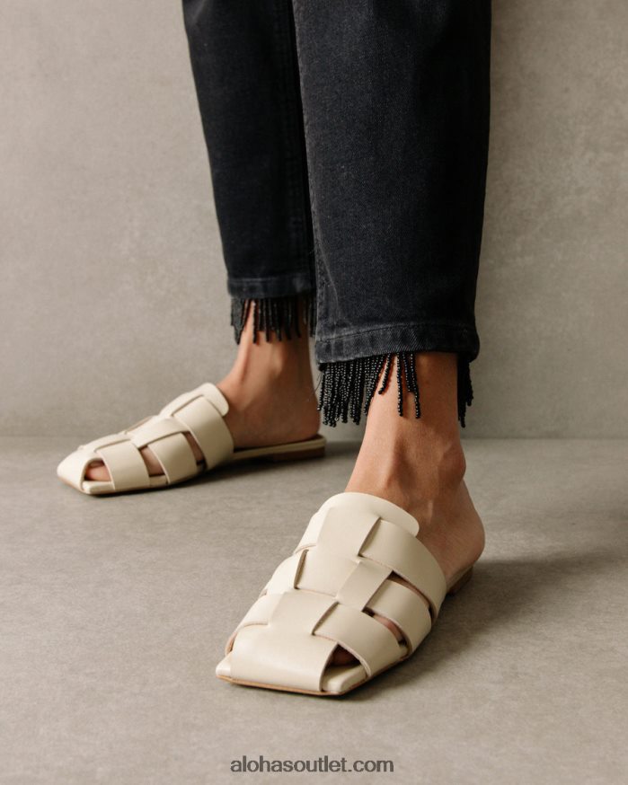 mulheres barney - mules de couro branco Alohas 4P88ZX522 marfim