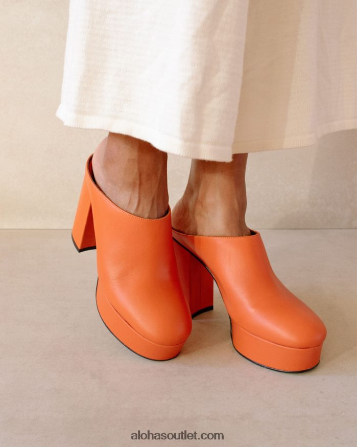 mulheres clock out - mules de couro laranja Alohas 4P88ZX495 laranja pomelo