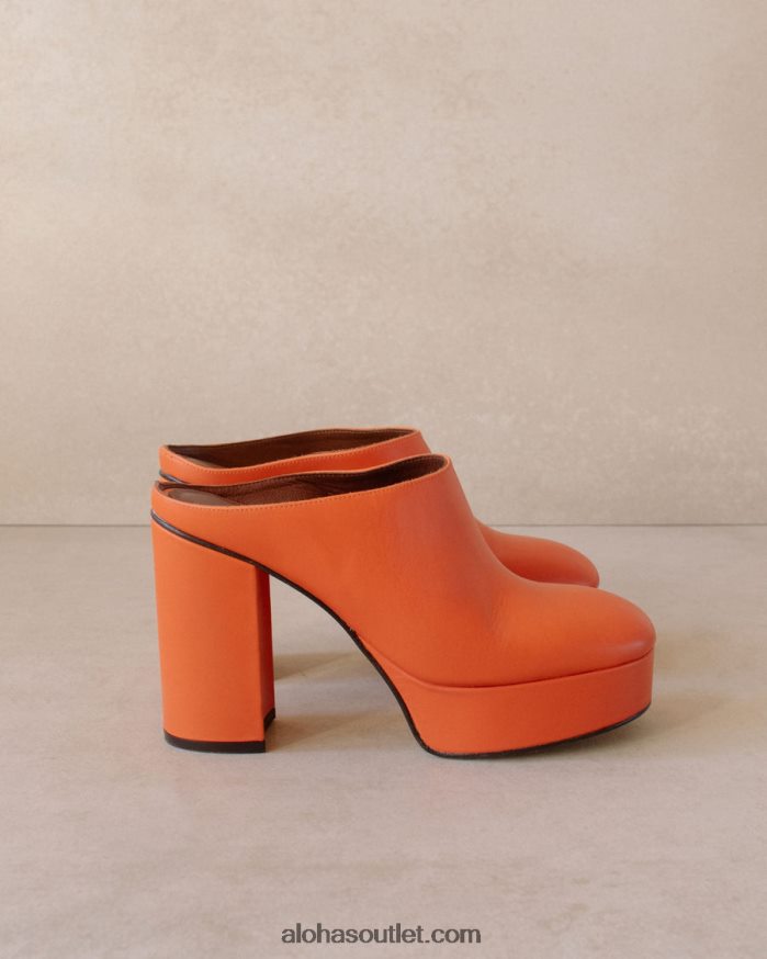 mulheres clock out - mules de couro laranja Alohas 4P88ZX495 laranja pomelo