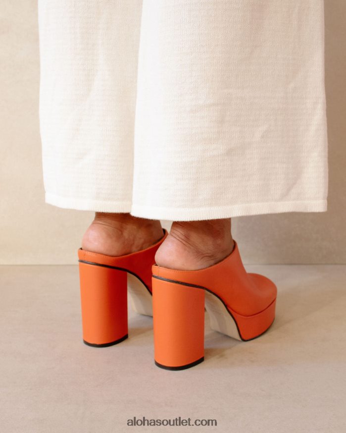 mulheres clock out - mules de couro laranja Alohas 4P88ZX495 laranja pomelo