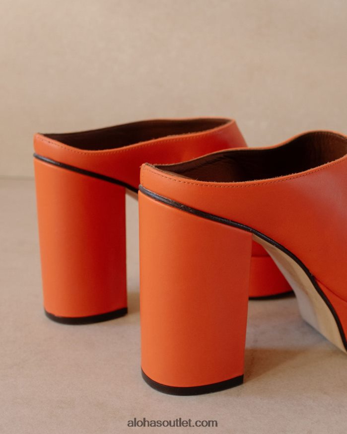 mulheres clock out - mules de couro laranja Alohas 4P88ZX495 laranja pomelo