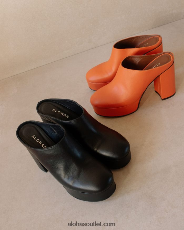 mulheres clock out - mules de couro laranja Alohas 4P88ZX495 laranja pomelo