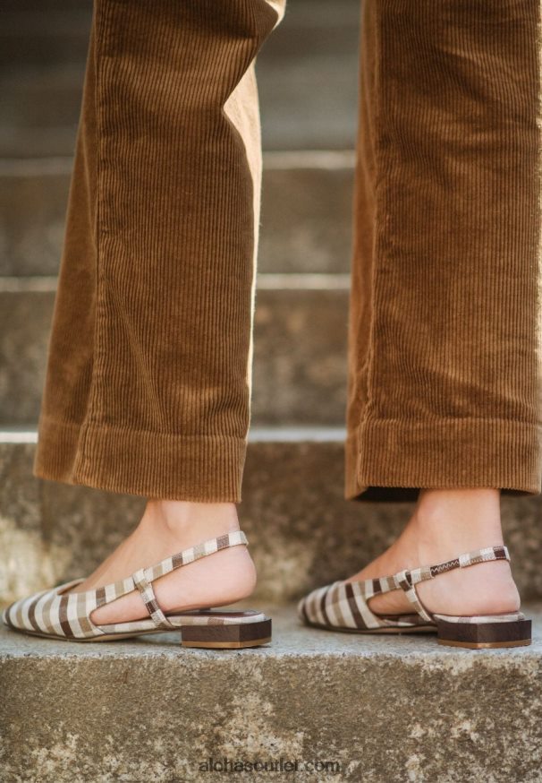mulheres holly check - mule de couro marrom Alohas 4P88ZX503 verifique a impressão marrom da lona