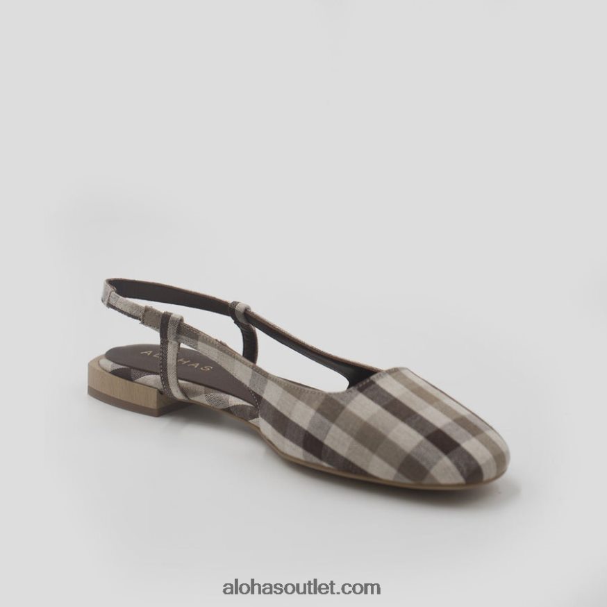mulheres holly check - mule de couro marrom Alohas 4P88ZX503 verifique a impressão marrom da lona