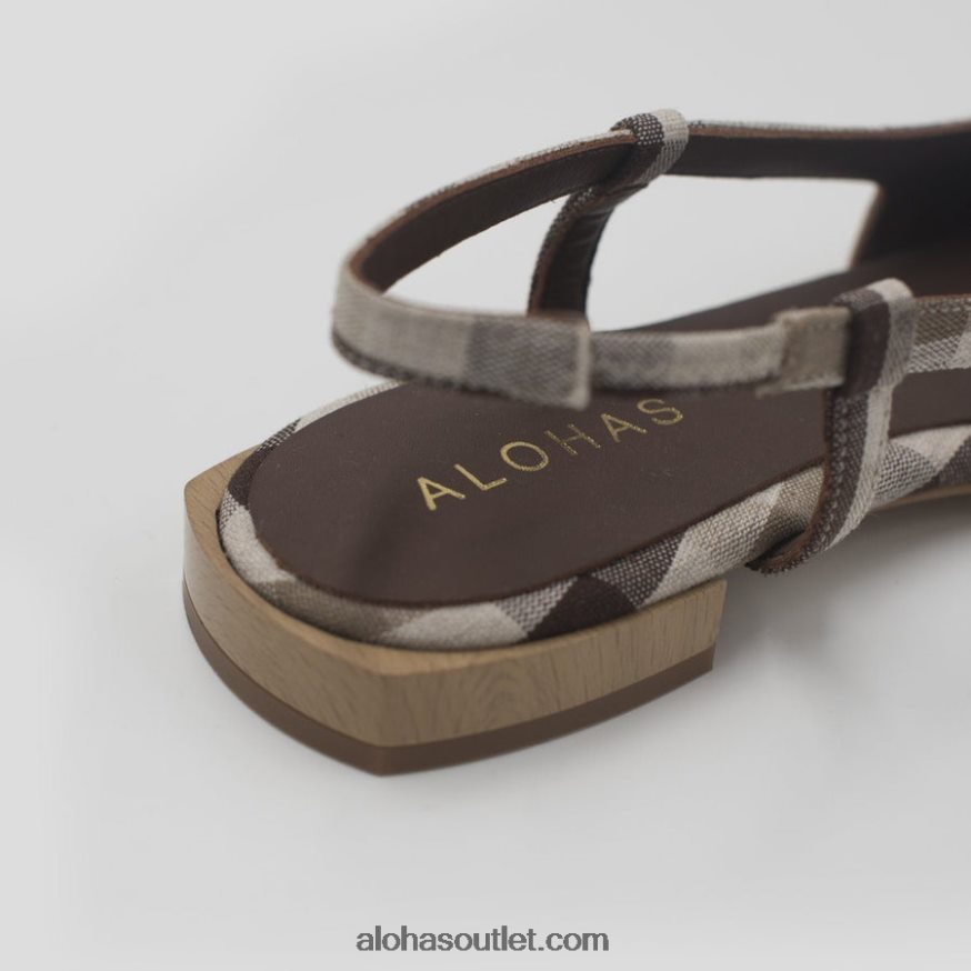 mulheres holly check - mule de couro marrom Alohas 4P88ZX503 verifique a impressão marrom da lona